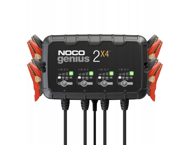 Noco Genius 2X4 Batterioplader til 6V og 12V 8000mA (Wet, Gel, MF, CA, EFB, AGM, & Lithium-Ion) | Bilvård & Biltillbehör - Säkerhetsutrustning för Bilen - Batteri underhåll | GameStuff
