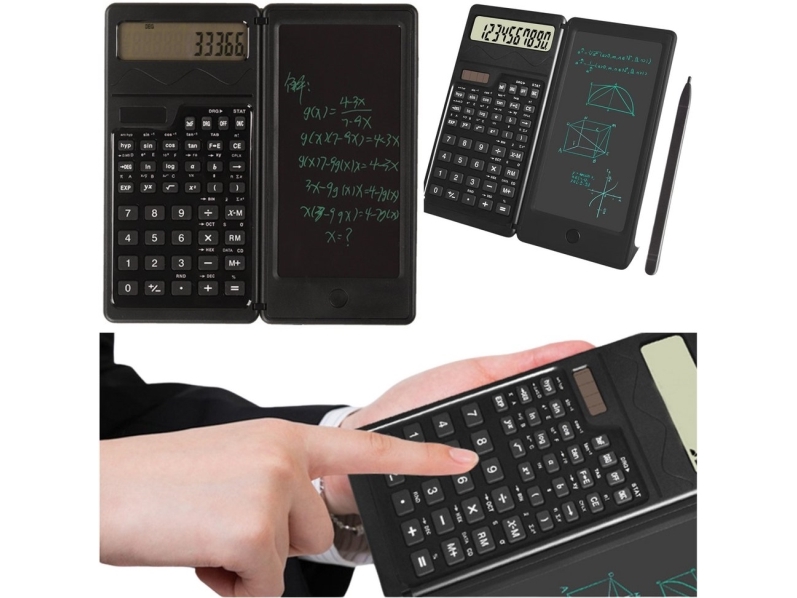 Lean videnskabelig lommeregner | notatbog | LED | stylus | batteri | solceller