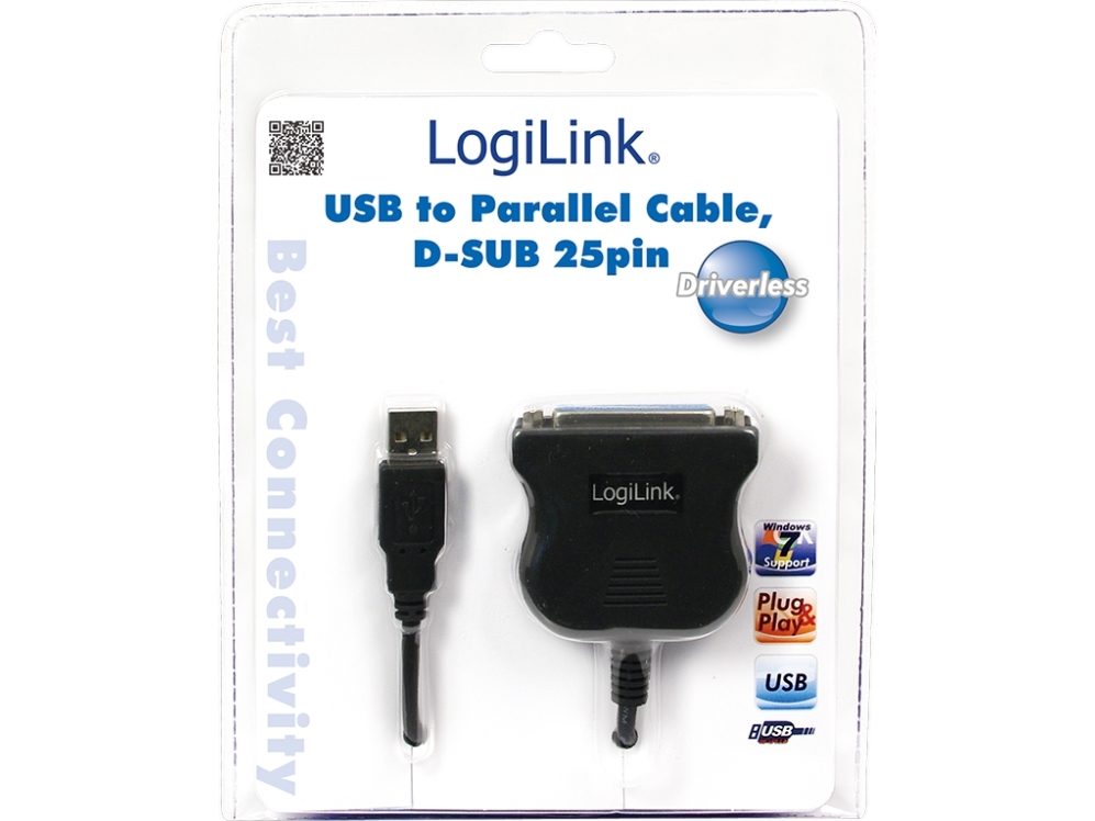 Logilink Ua0054a, Sort, Usb A, Db25, 1,8 M, 215 Mm, 45 Mm