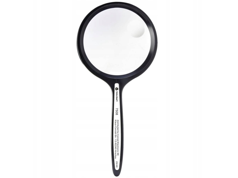 TOOLCRAFT TO-8976465 Håndlup Forstørrelsesfaktor: 2 x, 4 x Linsestørrelse: (Ø) 63.5 mm Sort | Kontorsmaterial - Kontorstillbehör - Övriga | GameStuff