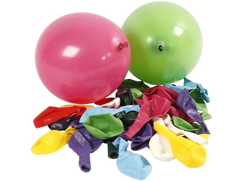 Balloner, runde med 100 ass. farver | Skola & Hobby - Festdekorera - Ballonger | GameStuff