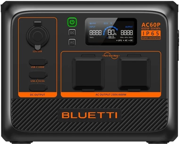 Bluetti AC60P Tragbare Power Station Lithium-Eisen-Phosphat (LiFePO4) 600 W 9,1 kg (AC60P-EU-GY-BL-00) | Huset - Solpaneler & batterier - Kraftverk | GameStuff
