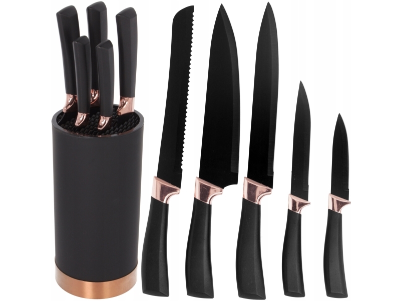 SÆT MED 5 KØKKENKNIVE I BLOK BRUNBESTE BB-3776