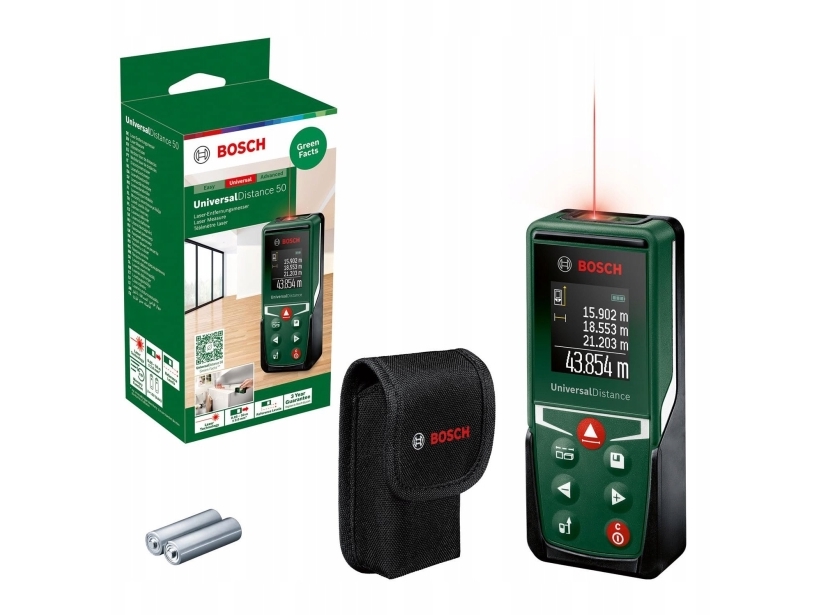 Laseravståndsmätare UniversalDistance 50 (grön/svart, räckvidd 50 m, skyddsväska)