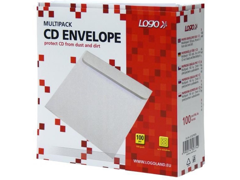 Logokuvert Til 1 Cd, Papir, Hvid, 100-Pak