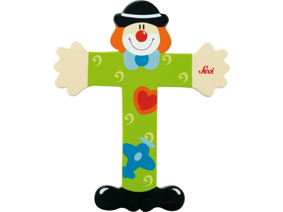 Sevi bogstav T i træ, klovn (81756)