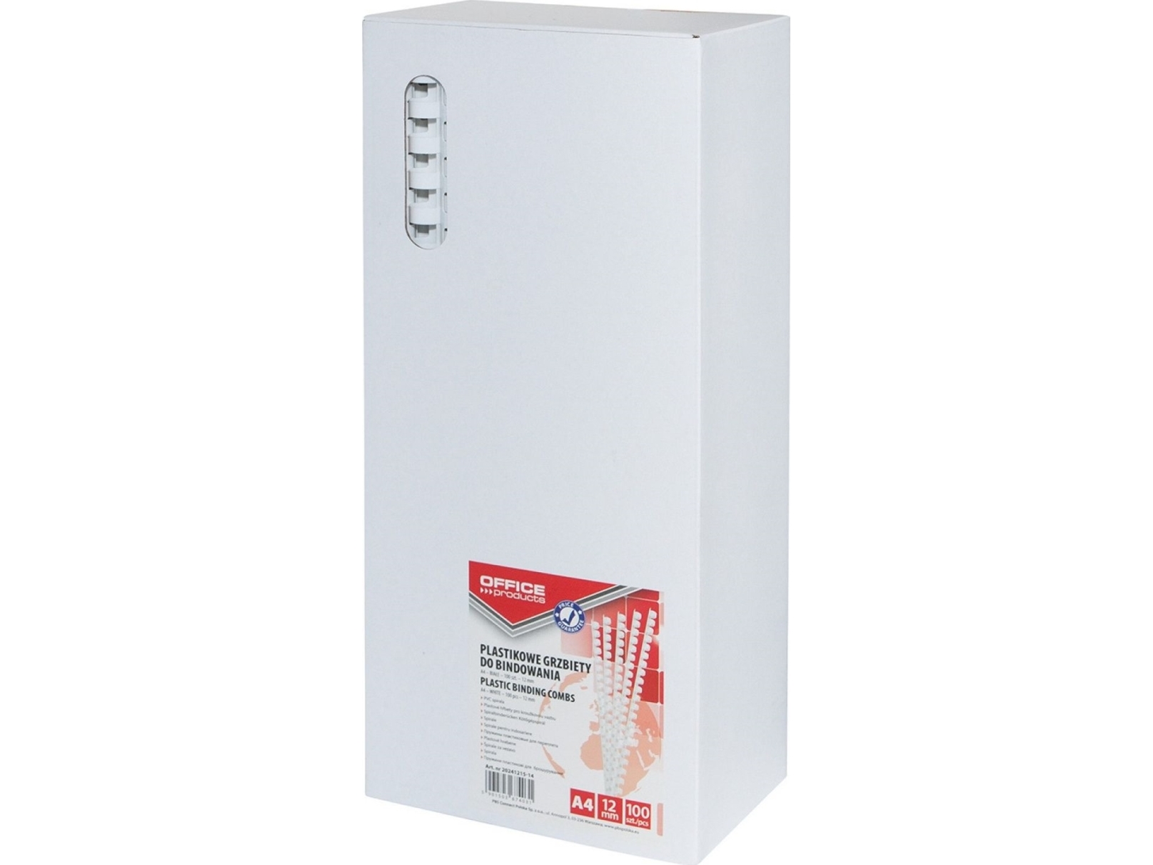Office Products omslag/klammbilder A4, 12 mm (95 kort), 100 st, vita 20241215-14 | Kontorsmaskiner - Kontorsmaskiner - Binding Spiral | GameStuff