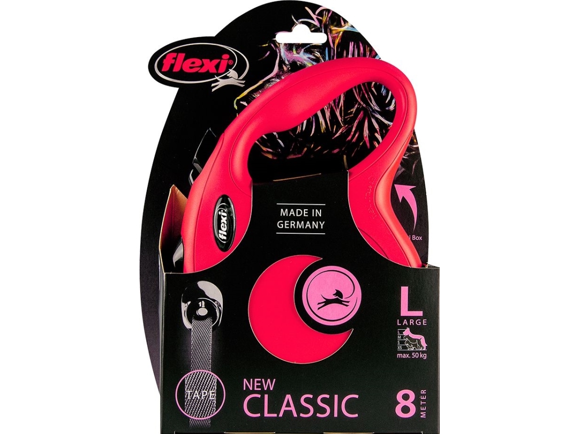 flexi New Classic bånd L, 8M, 50KG, rød | Sällskapsdjur - Hund - Hundkoppel | GameStuff