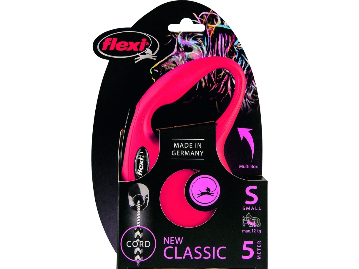 Flexi New Classic Snor S, 5M, 12Kg, Rød
