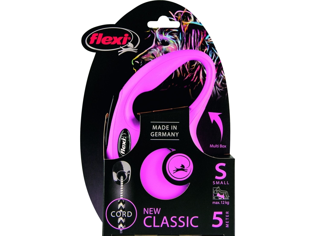 Flexi New Classic, Hund, Fleksibel Hundesnor, Lyserød, Ledning, 12 Kg, 5 M