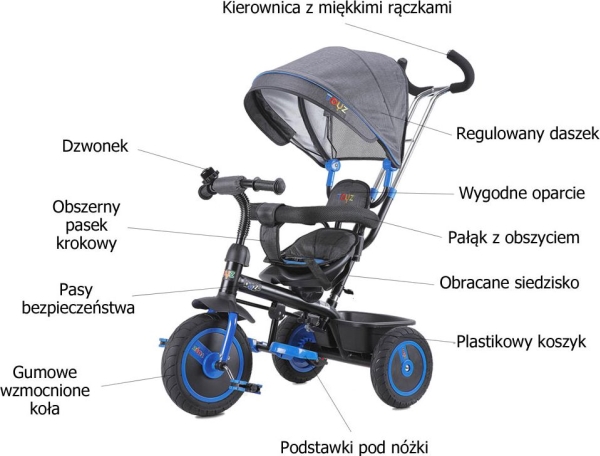 Caretero Buzz Navy 3-hjulet cykel