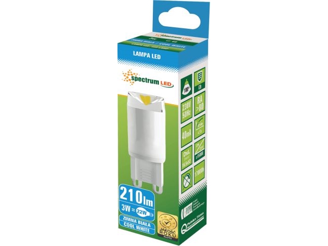 Spectrum LED G9, 230V, 3W, CW, keramisk (WOJ13064) | Belysning - Ljuskälla - G9 Ljuskälla | GameStuff