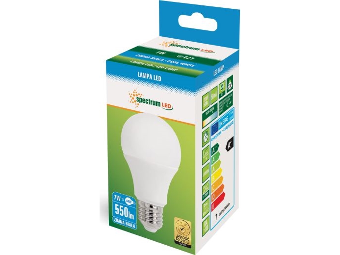 Spectrum LED GLS E27, 230V, 7W, CW (WOJ13899) | Belysning - Ljuskälla - G9 Ljuskälla | GameStuff