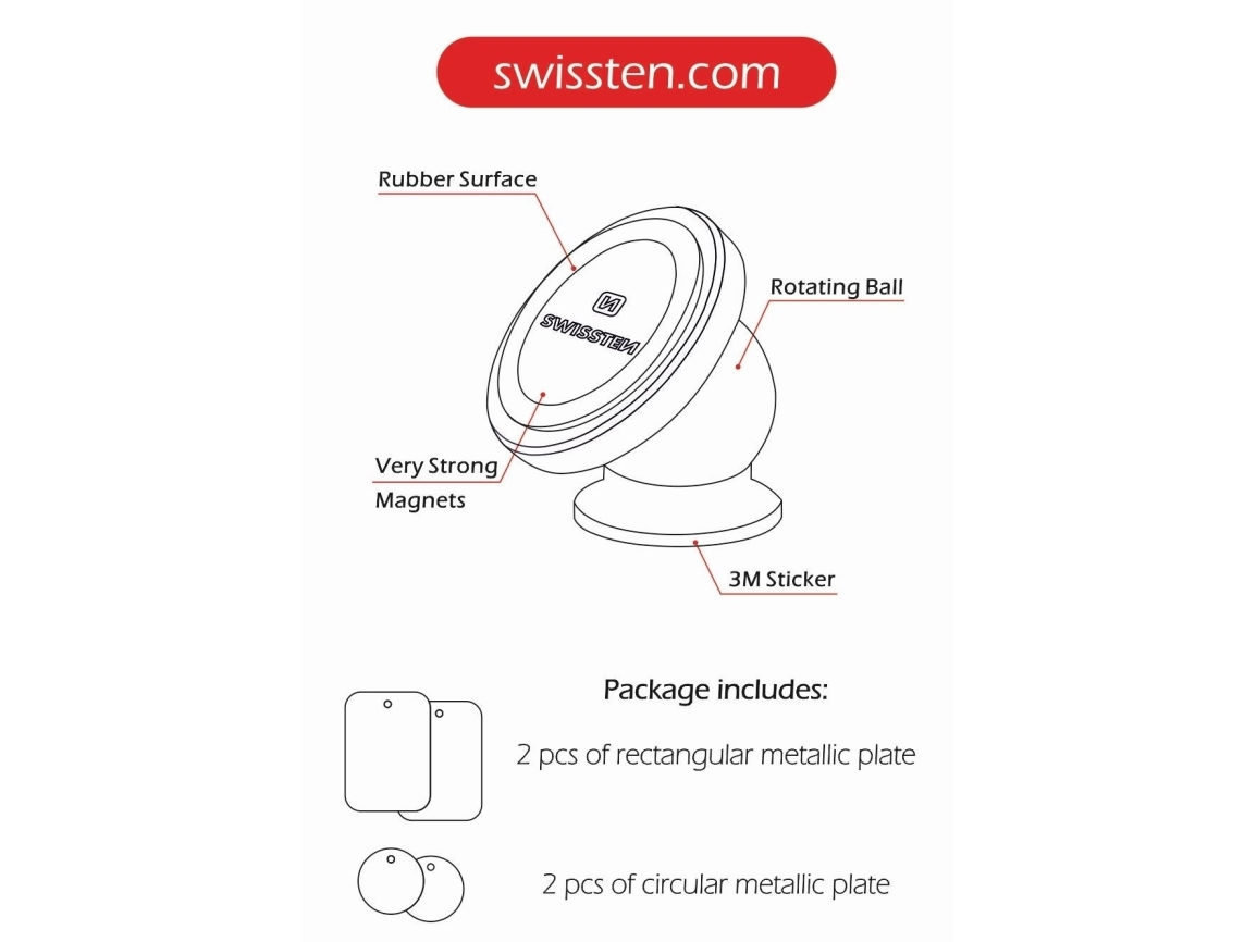 Swissten Magnetic Mount For Phone Or Gps (S-Grip M2)