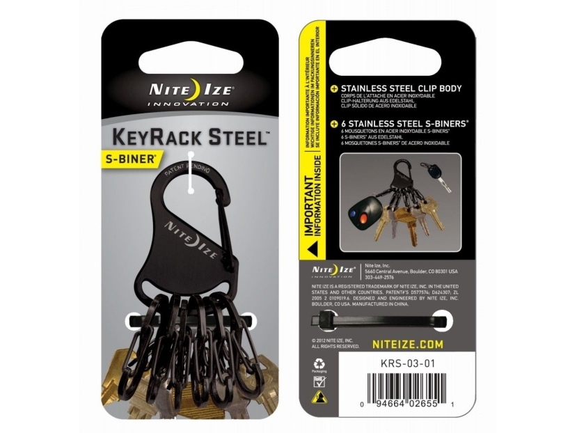 Nite Ize KeyRack fob + 6x mikrokarbinhake rostfritt stål svart (KRS-03-01) | Utomhus - Camping - Övrig utrustning | GameStuff