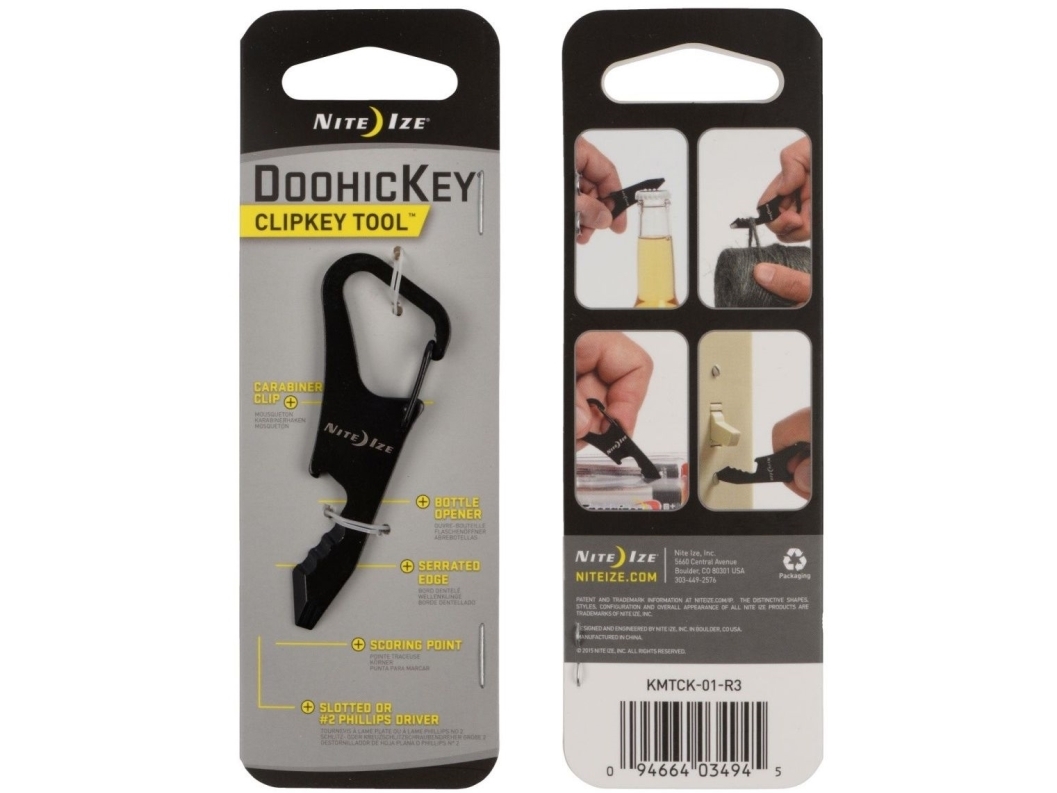 Nite Ize DoohicKey ClipKey, Karbinhake till nycklar, Svart, Rostfritt stål, 25 mm, 68 mm, 12 g | Sport & Träning - Tillbehör - Nyckelringar | GameStuff