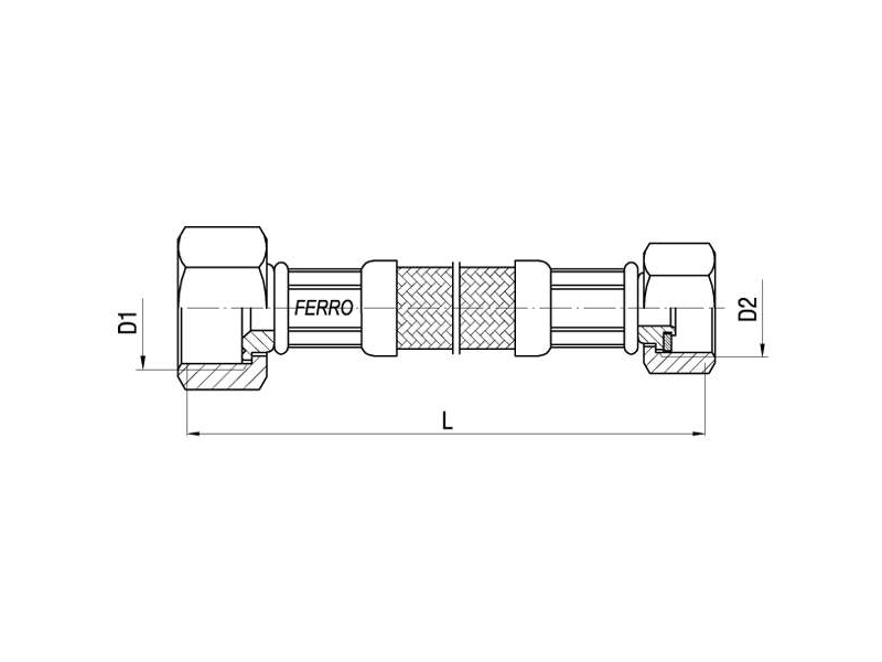 Tilslutningsslange Ferro Fleksibel tilslutning i stålfletning 1/2 x 3/8 20cm PWS811