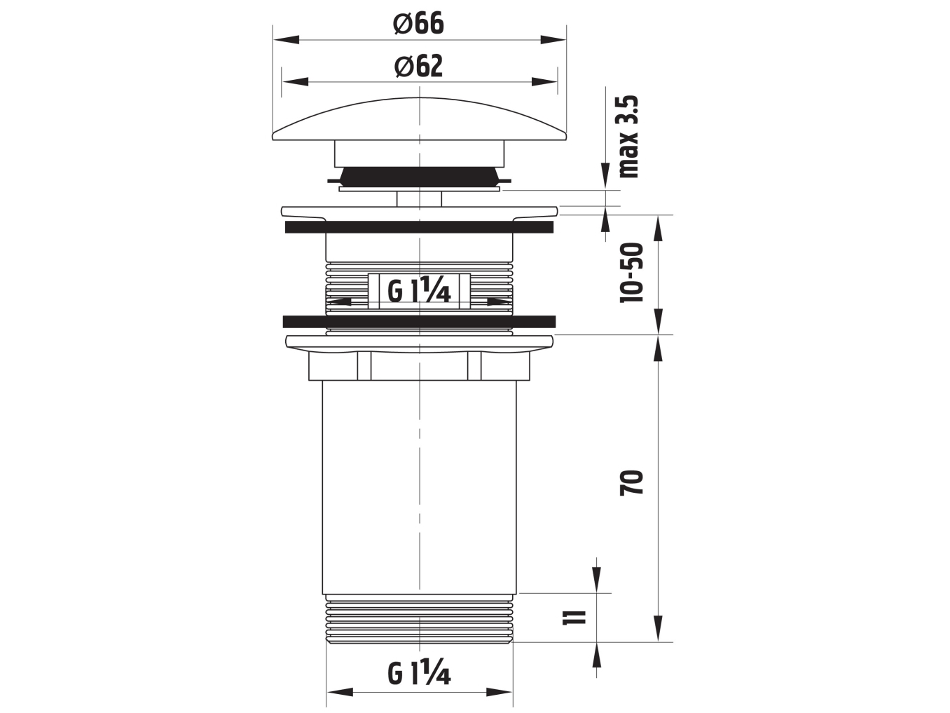 Ferro Rotondo automatisk klickplugg 5/4 stor krom (S285) | VVS Artiklar - Badrum - Tillbehör för tvättställ | GameStuff