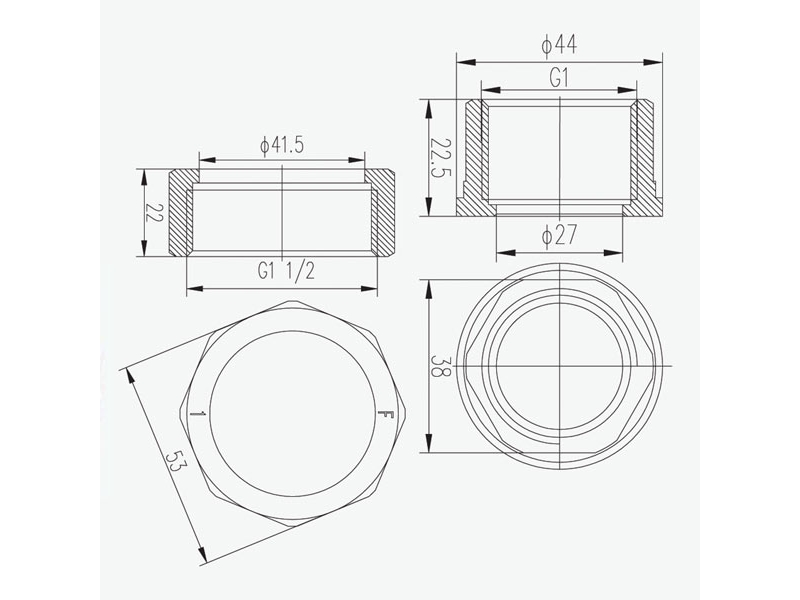 Ferro Półśrubunek mosiężny 6/4x1 SG18