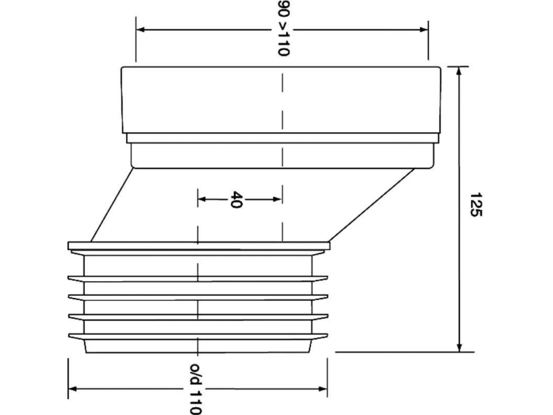 McAlpine WC-minifitting med forskydning 40 mm HC38