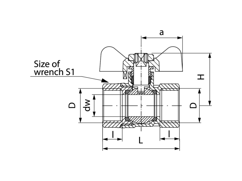 Valvex kugleventil indvendigt gevind ONYX 1 til vand 1454400
