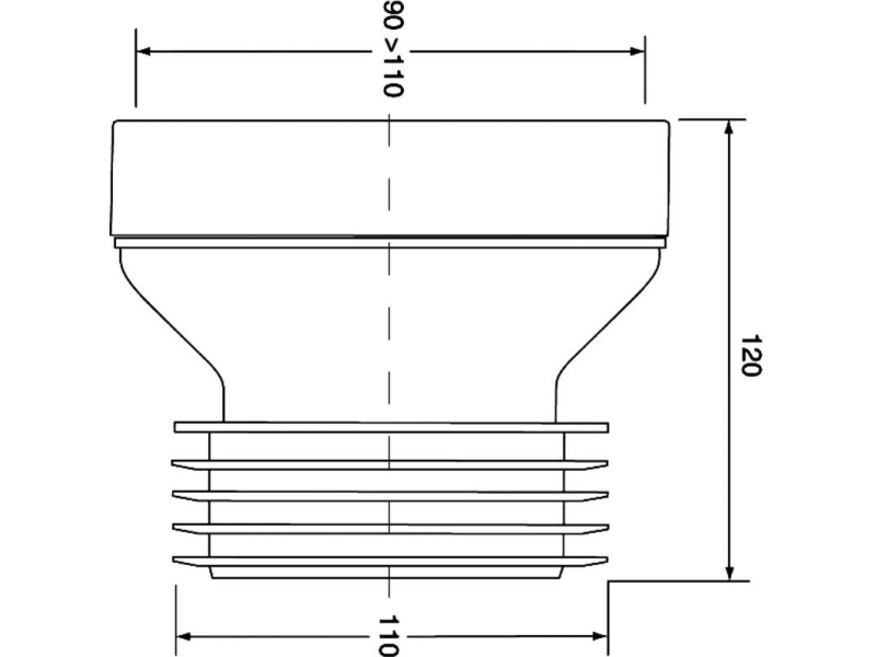 Mcalpine Wc Connector Straight 110Mm 90 ° Wc-Con1