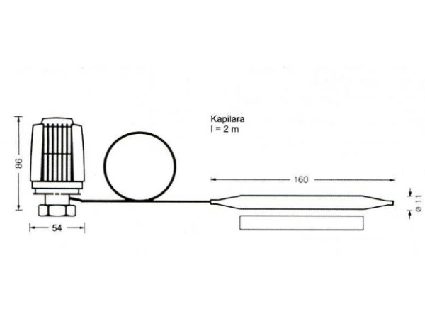 Termostatinė galva su kapiliaru HERZ REMOTE, M28x1.5, 20-50°C, 2m kapiliaras