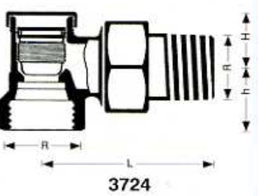 Herz 1/2" Radiatorventil Med Vinkelret Retur - 1372441