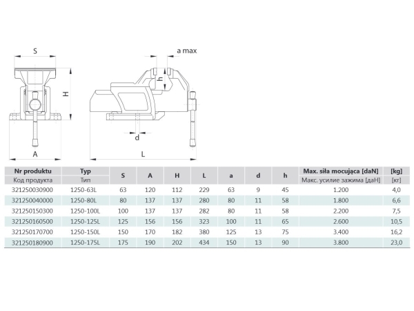 Bison-Bial håndværk/slag låsesmed imadlo type 1250 175 mm stål - 321240180100