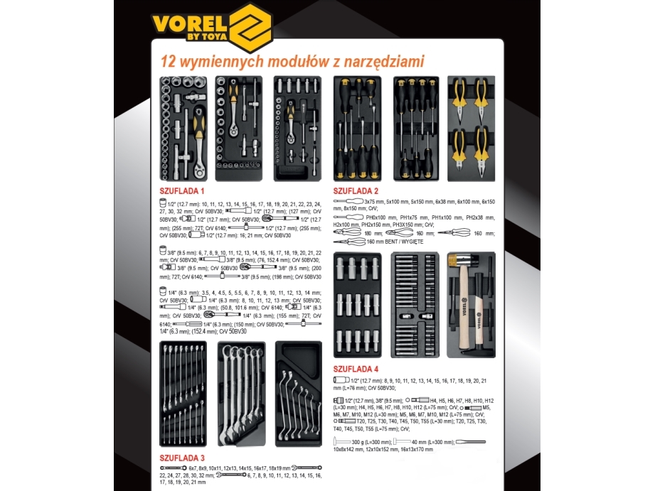 Vorel 6-Shulfad + 177 Tools Arbejdsbænk 58540
