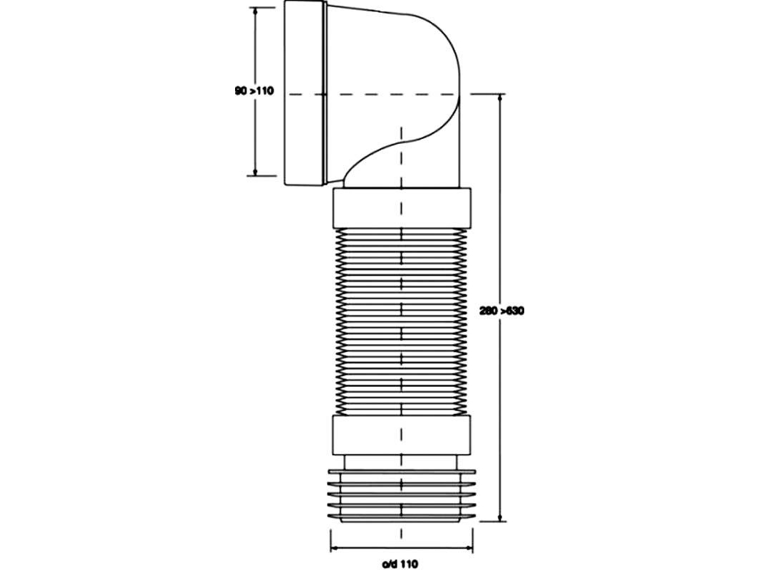 Mcalpine Wc Elbow L = 270-540Mm With A Concertina (Wc-Con8f)