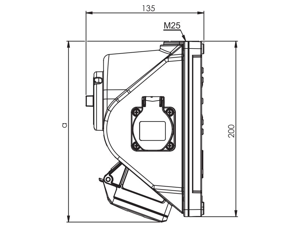PCE Pysyvä pistorasia kytkimellä Combo-Pol 16A 400V 3P+Z+N IP44 96061540W