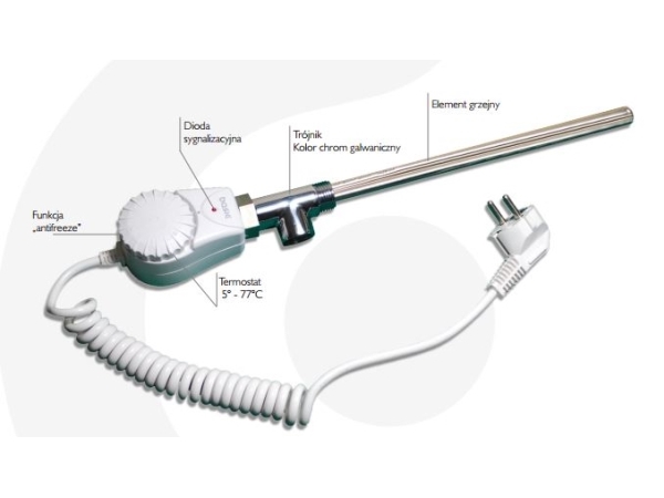 Basisvarmer Med Termostat 1/2" 1200W 230V 390X16mm - C233001004