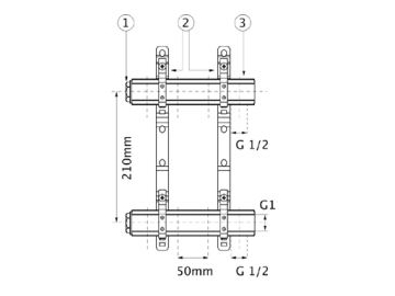 Roter Rp 7-Wege 1"-Messingverteiler R022801006