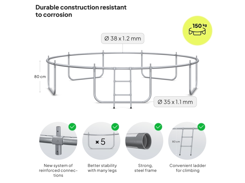 Zipro garden Jump Pro trampolin med 12FT 374cm utomhusnät | Utomhusleksaker - Studsmattor & Hoppborg - Studsmattor | GameStuff