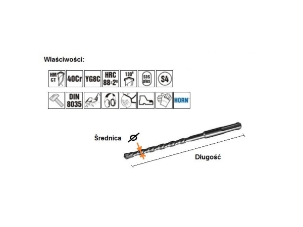 Concrete drill bit Art-Pol SDS + 16mm (AR48416) | Elverktyg - Sågblad - Cirkelsågsklinga | GameStuff