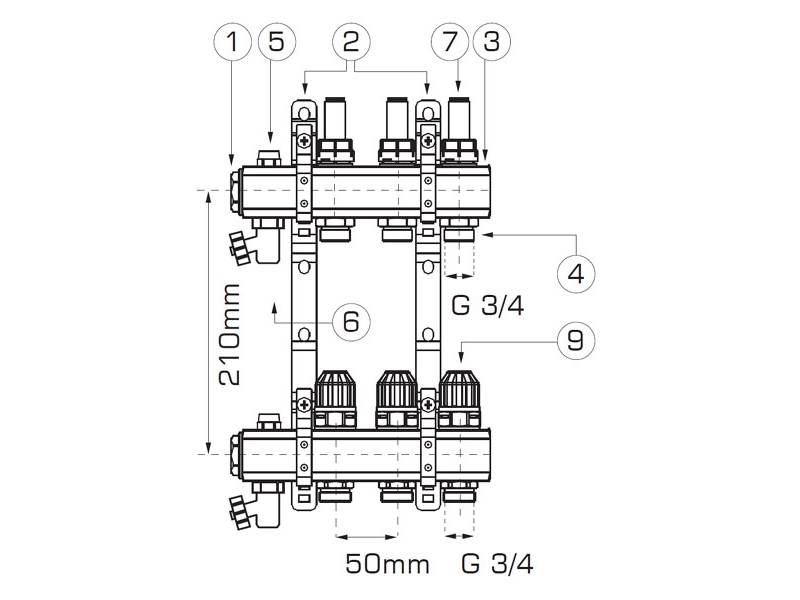 Ferro fördelare typ RZP1 9-vägs termostatisk ventil med flödesmätare (RZP09S) | VVS Artiklar - Ventiler - Tappventiler | GameStuff