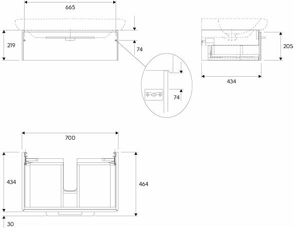 Kolo alakaappi Life! 70cm valkoinen kiiltävä (89457000)