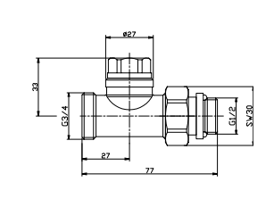 Rød dekorativ returventil 1/2 x 3/4 lige hvid (90381598708)