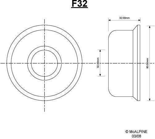 Sifon McAlpine roset skjult, dyb 32 mm hvid (F32)