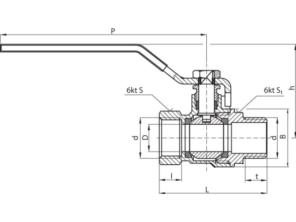 Perfexim Vandkugleventil Wz Dn20 Håndtag Pha-003 G3/4 Wz Pn30 C Dn20 (00-003-0200-000)