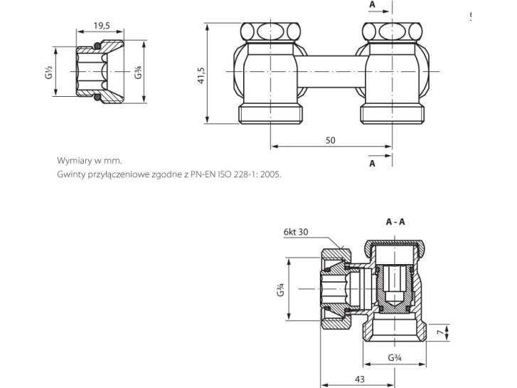Perfexim Double Globe Valve, Shut-Off Angle 1/2 "F (20-035-0000-000)