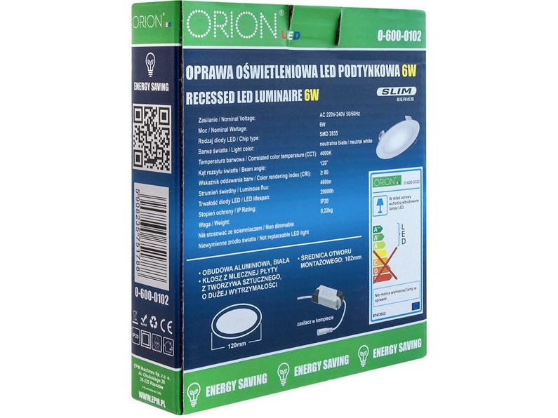 Orion SKYDAS LED BASIC SLIM 12W, 960LM, 175MM [jm.SZ T] - O-600-0103 | Belysning - Utomhusbelysning - Inbyggda spots | GameStuff