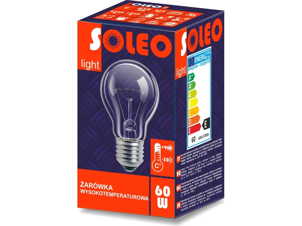 Helios Soleo högtemperaturlampa 60W E27 A55 230V (WST-0006) | Ljuskällor - Glödlampor och halogenlampor | GameStuff
