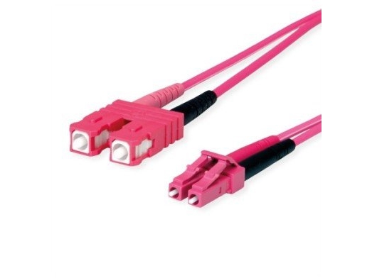 TELEGRTNER FO duplex-adapterkabel, 1x LC Duplex, 1x SC Duplex G50/125 OM4, violet, 3 m