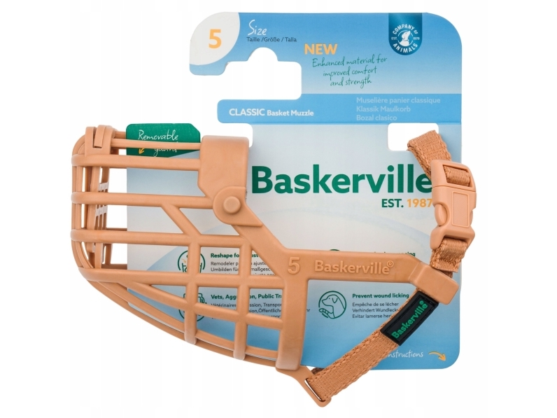 Baskerville Hundekrave Classic 5 Beige, Længde 6 Cm, Omkreds 24 Cm