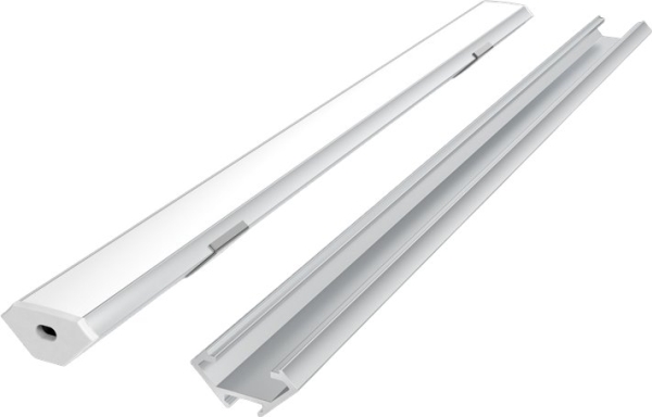 V-tac Led Line Prime LED profilio komplektas, 2m, kampinis, anoduotas, su baltu dangteliu, laikikliais ir aklėmis