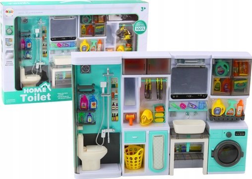 Lean Toys Vonios žaidimų rinkinys 4in1 su dušu, tualetu ir skalbimo mašina