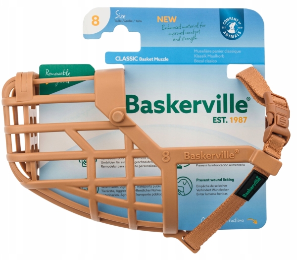 Baskerville Baskerville Hundekrave Classic 8 Beige, Længde 7,5 Cm, Omkreds 32 Cm