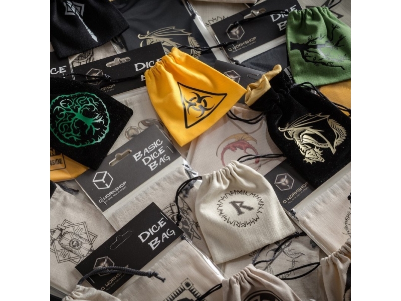 Q-Workshop Velour pussi - Dragon - Musta ja kultainen